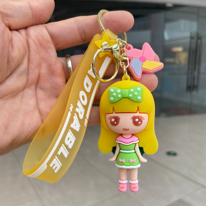 Wholesale 3D soft rubber keychain cartoon cute keychain doll couple backpack pendant