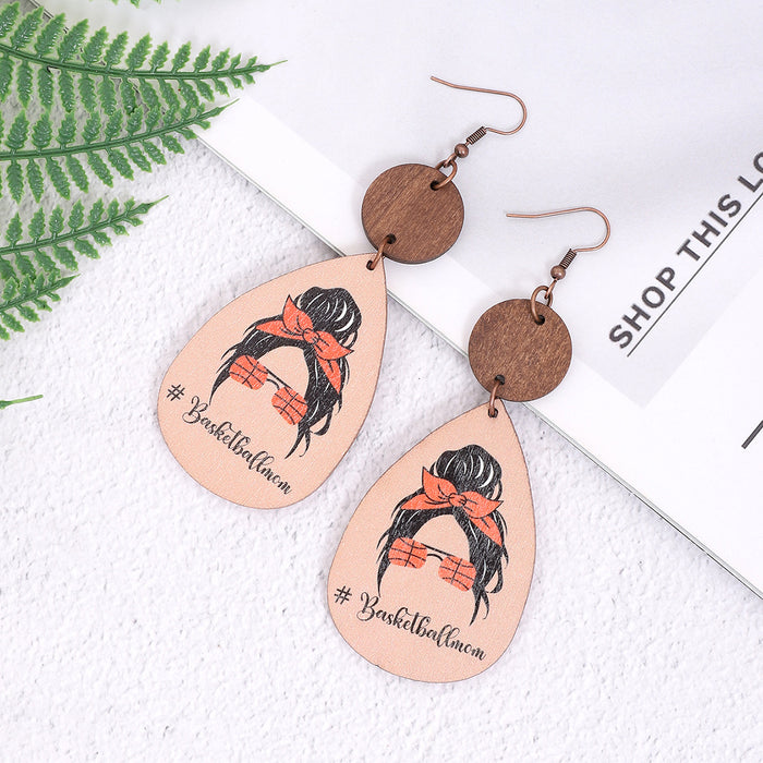 Wholesale Thin Wood Chip Earrings Creative Drop-Shaped Women' s Sports Style Earrings