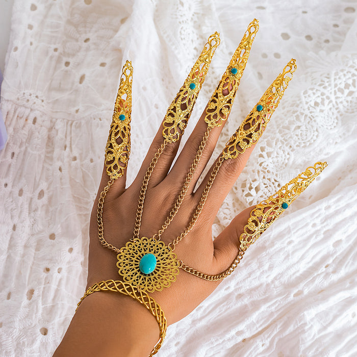 Wholesale jewelry Halloween Gothic style Ghost finger bracelet nail chain ring bracelet