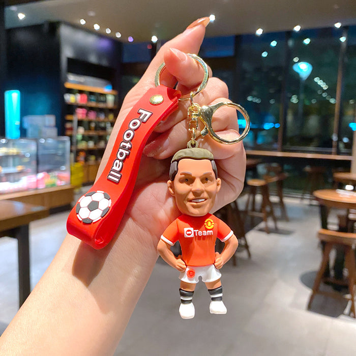 Wholesale Metal Soccer Star Cartoon Keychain Decorative Car Key Accessory MOQ≥2