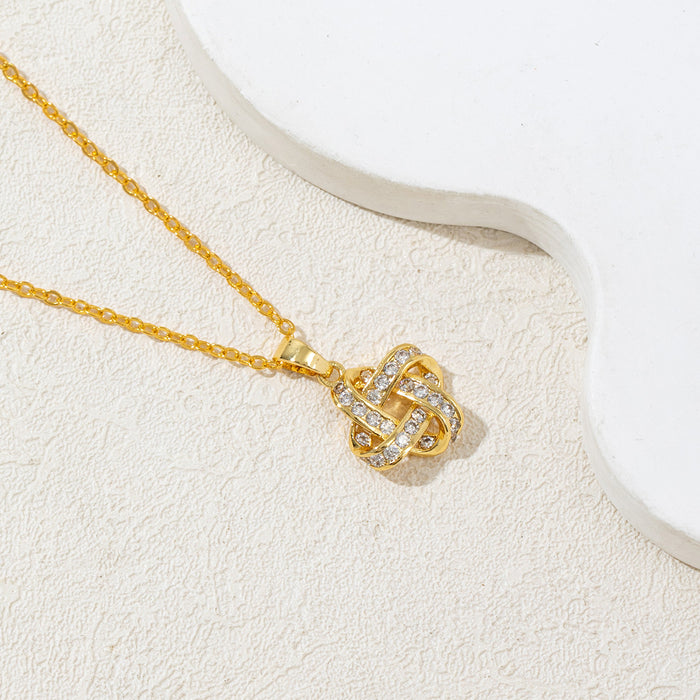 Wholesale Geometric cross pendant necklace, temperament inlaid with zirconia lock chain jewelry