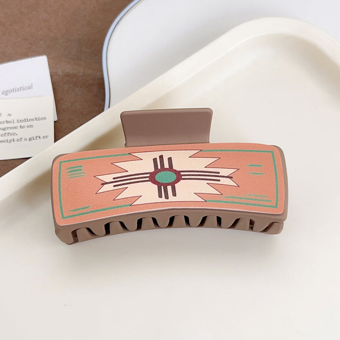 Wholesale Western Cowboy Style Retro Playing Card Hair Accessories Hairpin Leather Printed Shark Clip Grabber