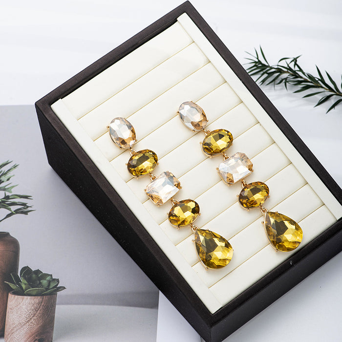 Wholesale Geometric glass diamond studded earrings