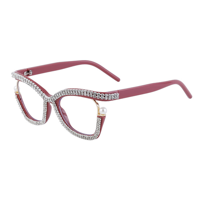 Wholesale diamond plain glasses frame female fashion cat eye can match myopia glasses frame female