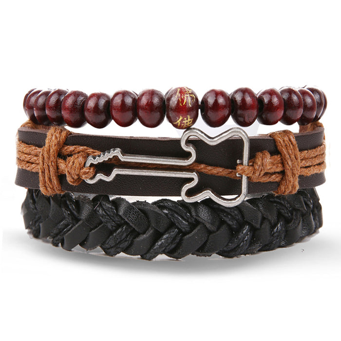 Wholesale Hollow Triangle Leather Men's Bracelet JDC-BT-HanShi005