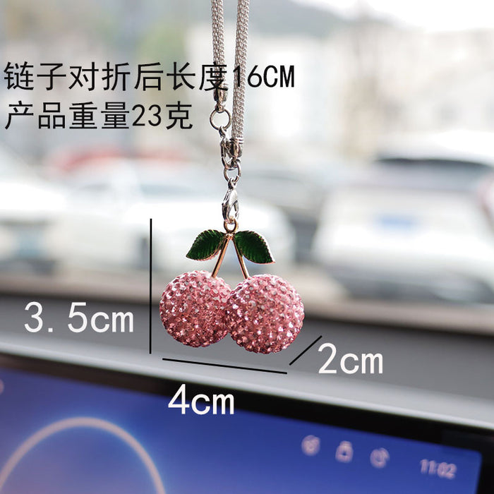Wholesale Crystal Cherry Strawberry Car Charm Pendant Trendy Car Key Accessory