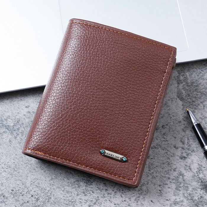 Wholesale Men' s PU Wallet Solid Color Black for Business Commute Gift MOQ≥3