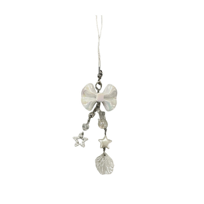 Wholesale Bow shaped mobile phone chain handmade bead bag trailer keychain camera card bag pendant