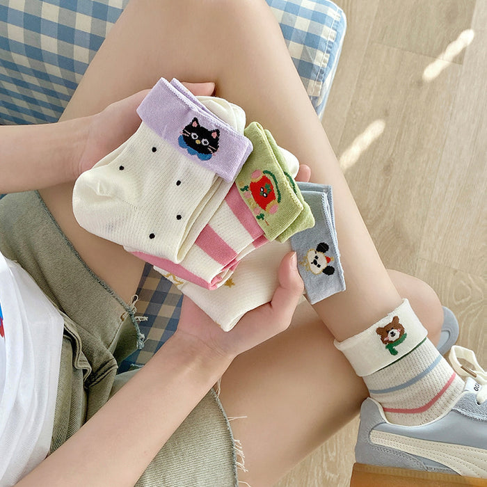 Wholesale College style ruffled cute cartoon combed cotton