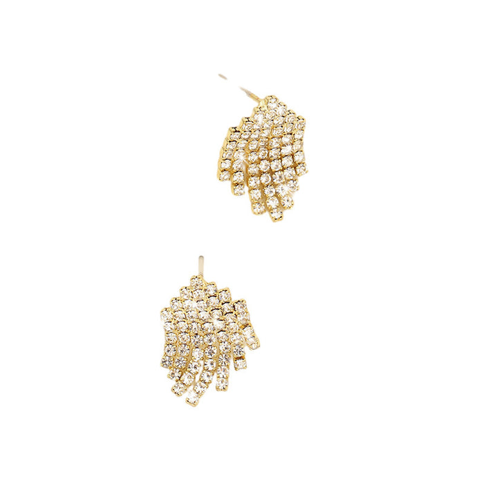 Wholesale Earrings with a high-end feel, full of diamond leaves, fashionable tassel earrings, new earrings, light luxury, niche, versatile