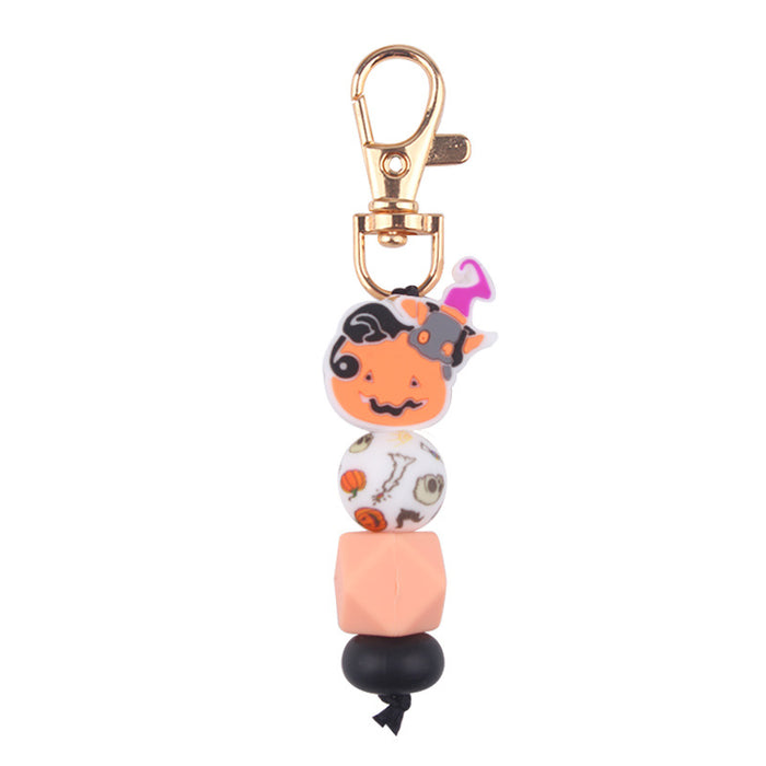 Wholesale Halloween Silicone Bead Keychain JDC-KC-GuangTian038