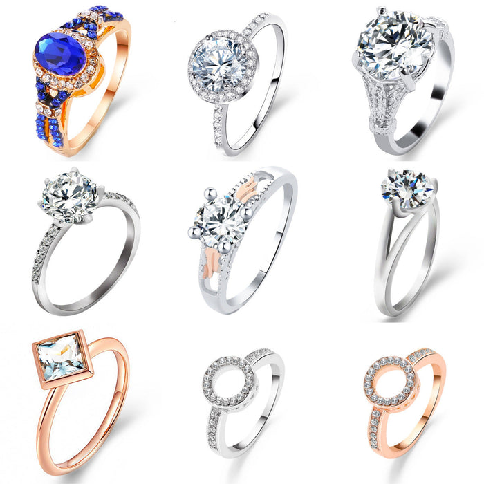 Wholesale jewelry temperament blue zircon diamond rings