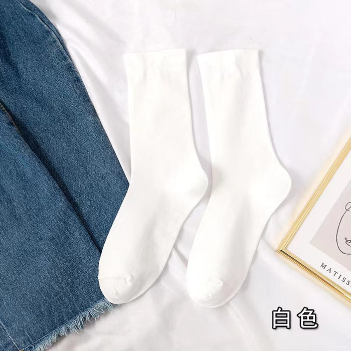 Wholesale Socks white pile socks pure cotton spring and summer thin boneless middle tube