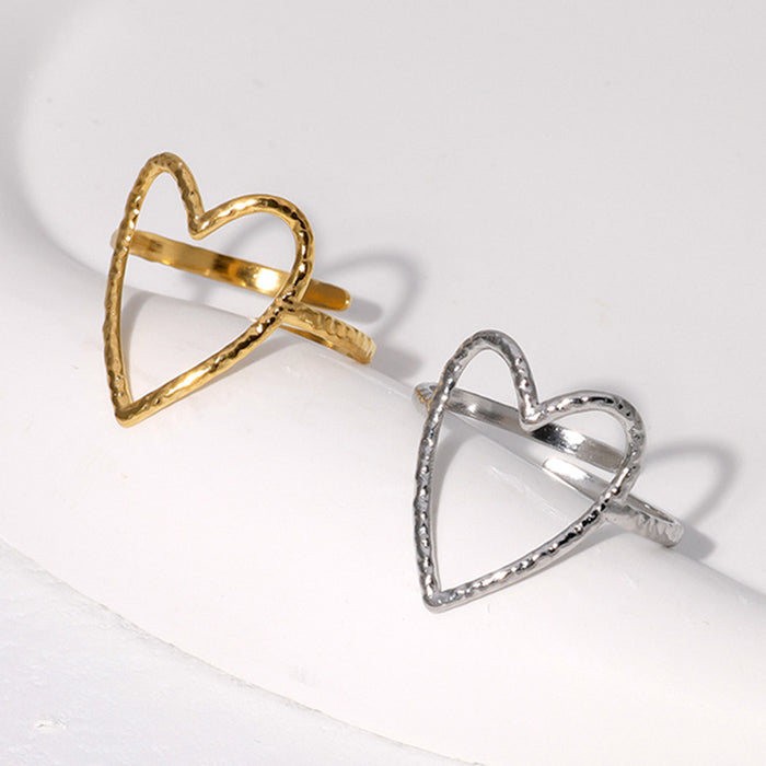 Wholesale Simple Hollow Heart Stainless Steel Titanium Steel Ring JDC-RS-MG006