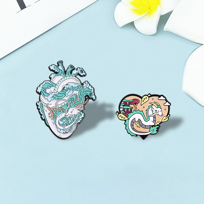 Wholesale Cartoon Blue Heart Enamel Brooch Zinc Alloy Fashion Pin Resale Decorative Accessory MOQ≥2