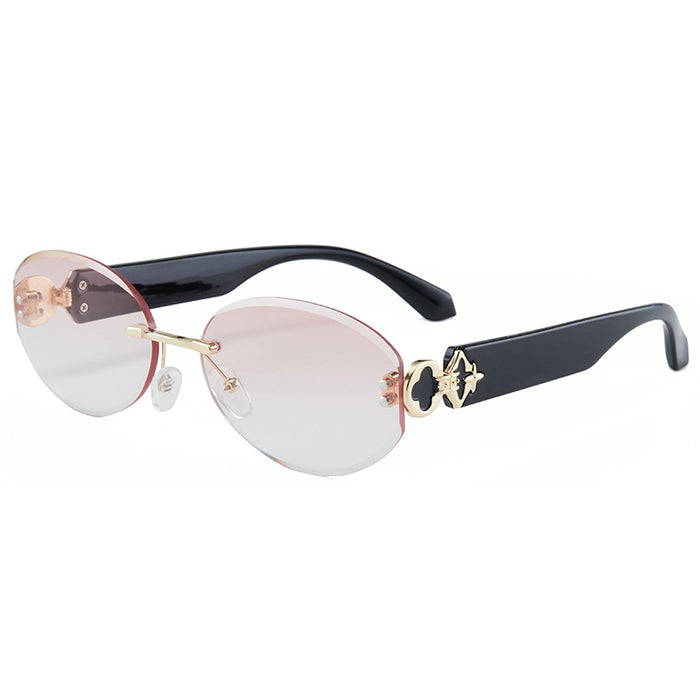 Wholesale Rimless Oval Cut-Edge Sunglasses