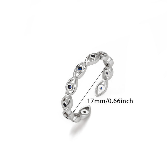 Wholesale Devil Eye Blue Eye Open Ring Stainless Steel Fashion Jewelry Accessory