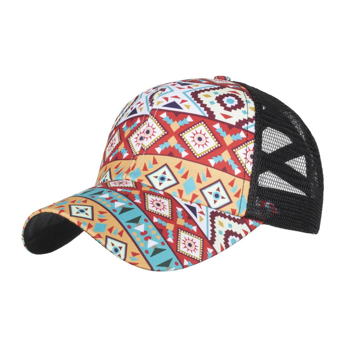 Wholesale Geometric Rhombus Crossover Ponytail Baseball Caps Polyester JDC-FH-ZMei024