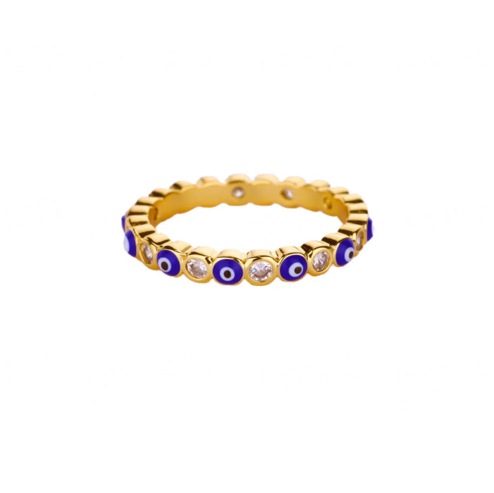 Wholesale Devil Eye Blue Eye Open Ring Stainless Steel Fashion Jewelry Accessory