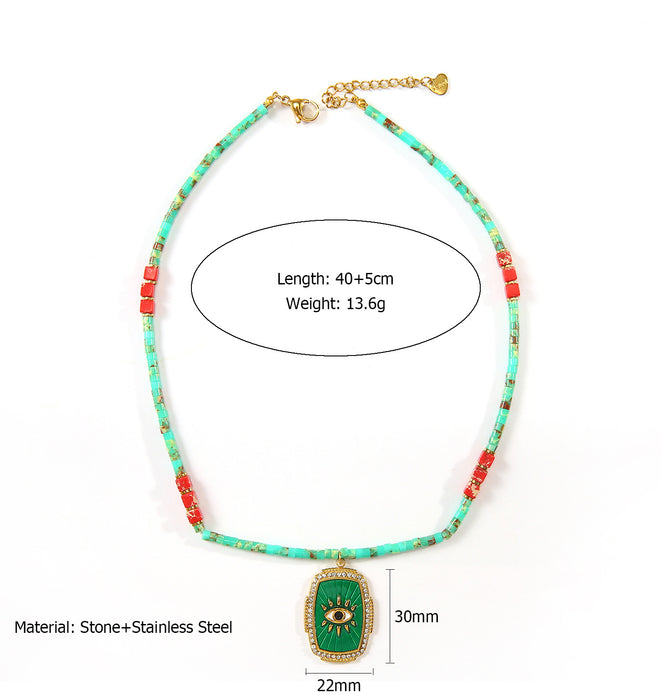 Wholesale New Fashionable Natural Stone Devil's Eye Necklace Handmade Crushed Stone Bead Necklace Wholesale