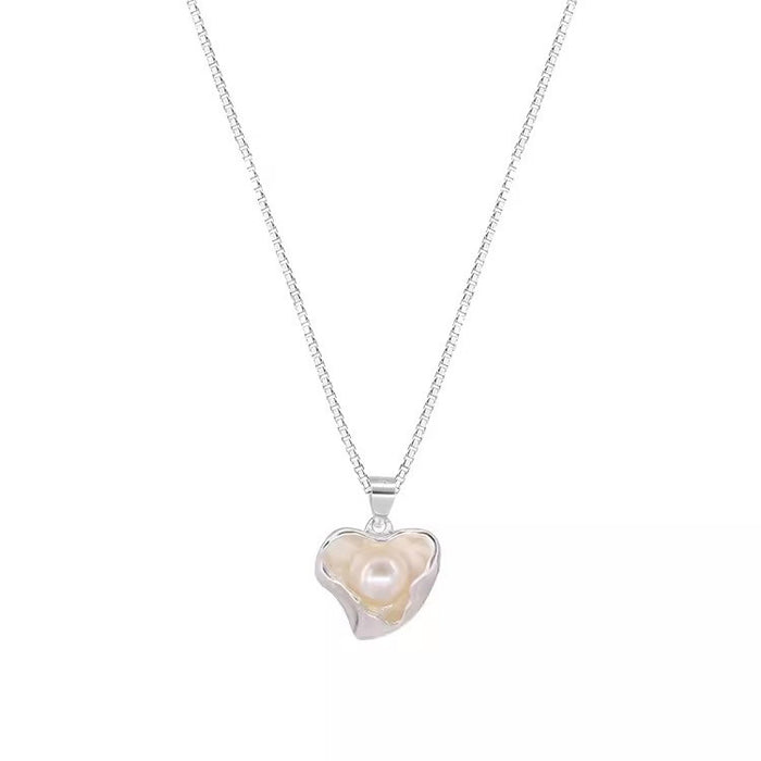 Wholesale Irregular love pearl necklace, light luxury, niche sweater chain, high-end feel