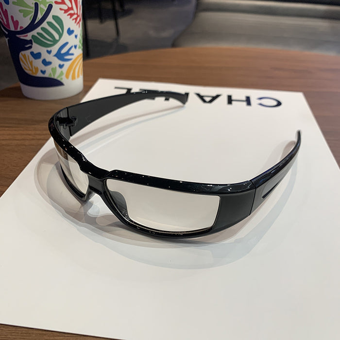 Wholesale Future oriented bright silver sunglasses with UV protection surround glasses