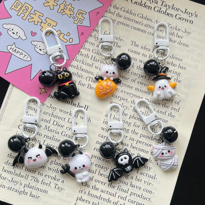 Wholesale Cute Black Bell Keychain Resin Pendant Student Bag Charm MOQ≥2