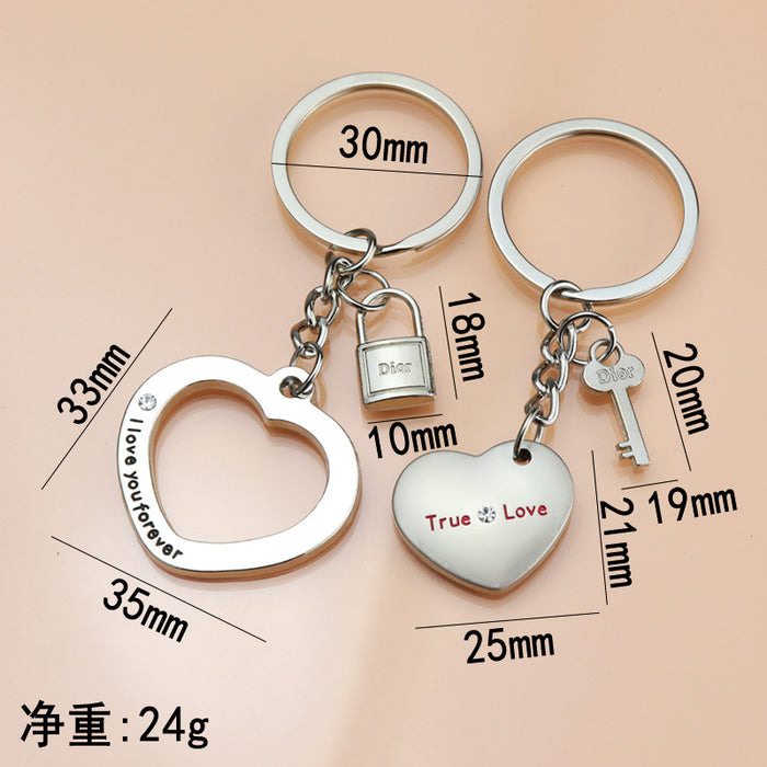 Wholesale Heart-shaped couple metal keychain