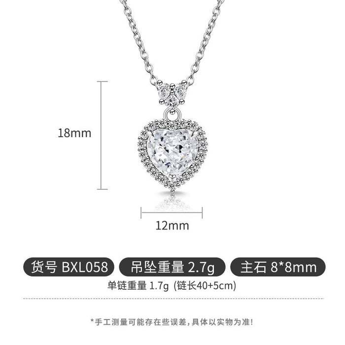 Wholesale Copper Heart Pendant Necklace Diamond Cut Padparadscha Style Fashion Accessory Gift