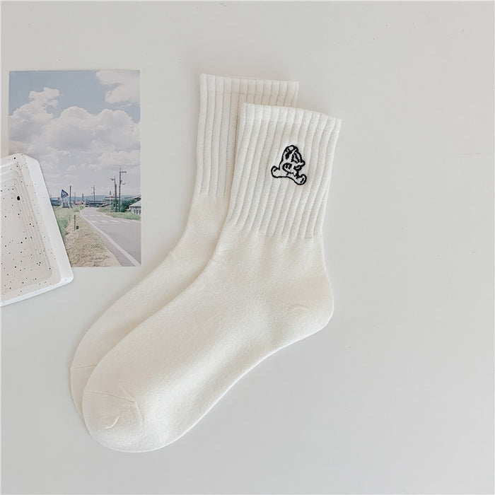 Wholesale Socks Embroidered Smiling Face Middle Socks Sports Long Socks