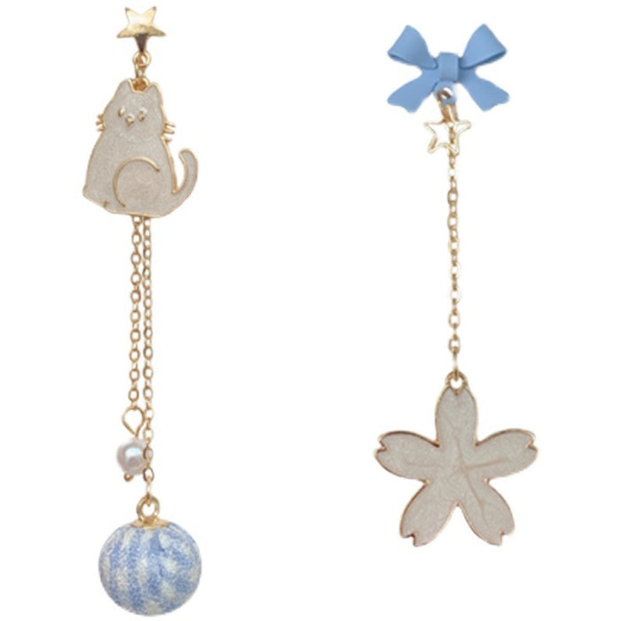 Wholesale  cute cat earrings ear pin female  pearl earrings ear clip without pierced ears