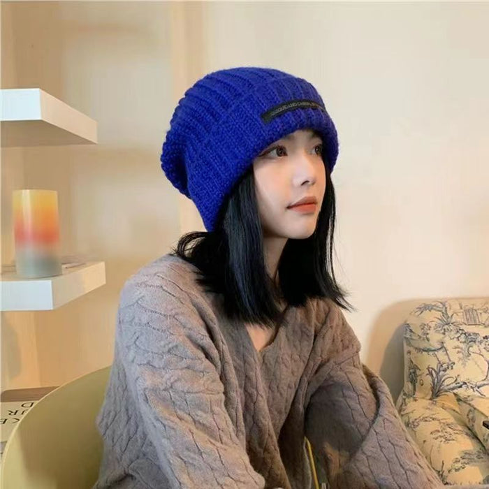 Wholesale large version of coarse wool hat children' s big head circumference loose thick knitted hat face small warm cold hat