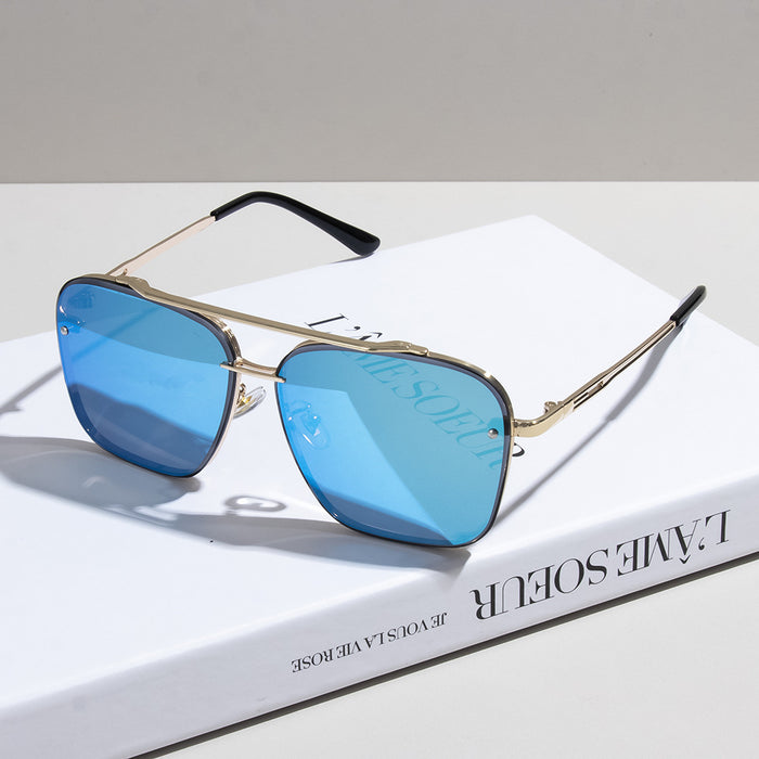 Wholesale Transparent Blue Sunglasses Men's Double Beam Driving Sunglasses Travel Uv Protection