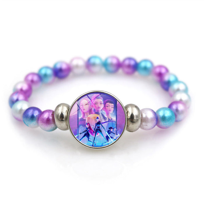 Wholesale K-POP Purple Beaded Bracelet Unisex Personality Elastic Wristband Jewelry