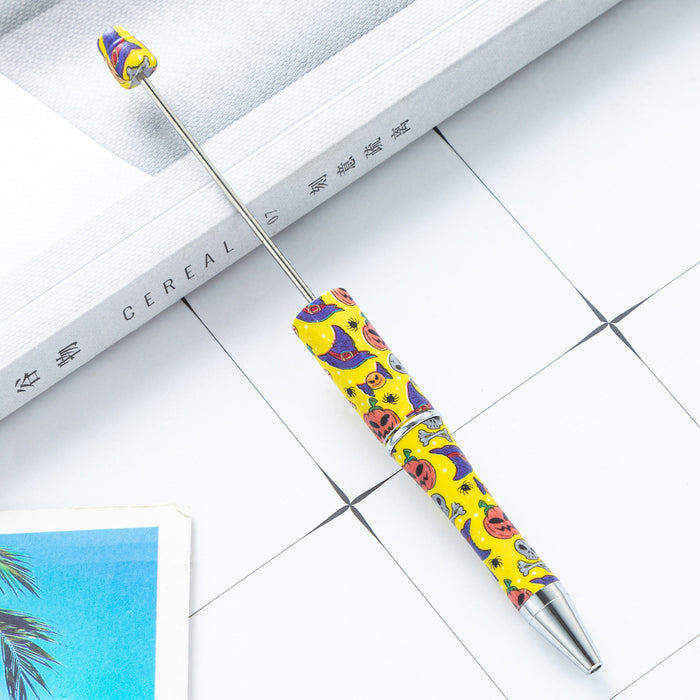 Wholesale Creative DIY plastic bead pen cartoon Christmas  bead ballpoint pen spot wholesale printed bead pen