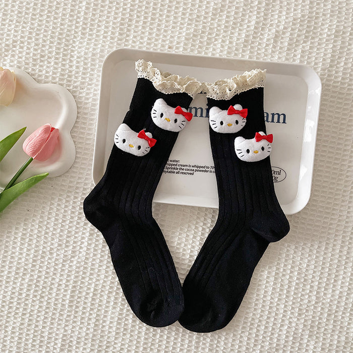 Wholesale Cat lace socks autumn and winter pile socks sweet girl tube socks