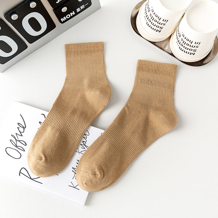 Wholesale Candy Color 3D Word Rubber Label Printing Cotton Socks JDC-SK-JiaY011