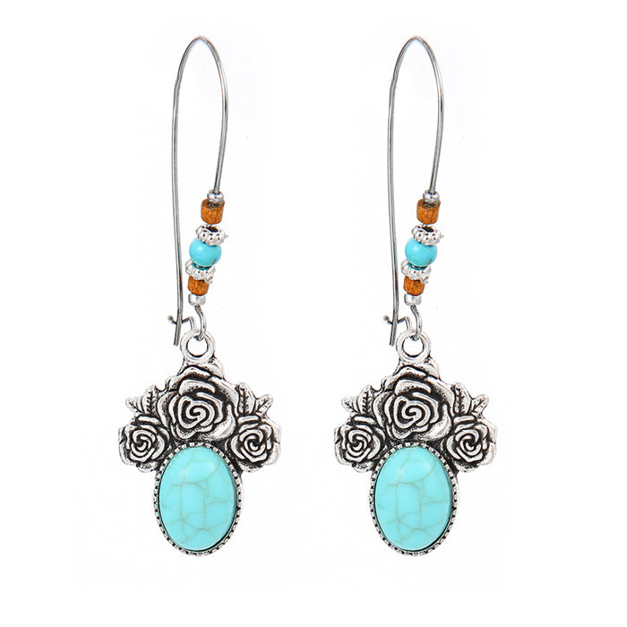 Wholesale Beach Vacation Geometric Alloy Earrings with Turquoise Acrylic Fashion Jewelry MOQ≥2