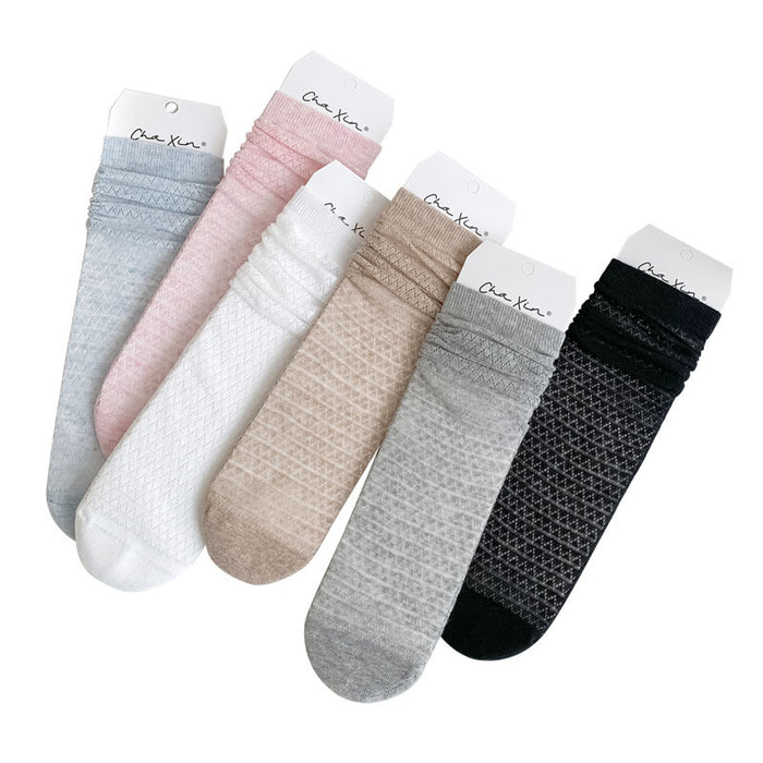 Wholesale New hollow mesh breathable thin socks with middle tube stacking