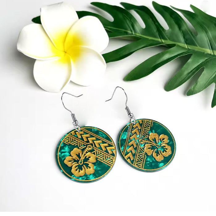 Wholesale Stylish Hibiscus Flower Drop Earrings Acrylic Floral Print Jewelry Accessory MOQ≥2