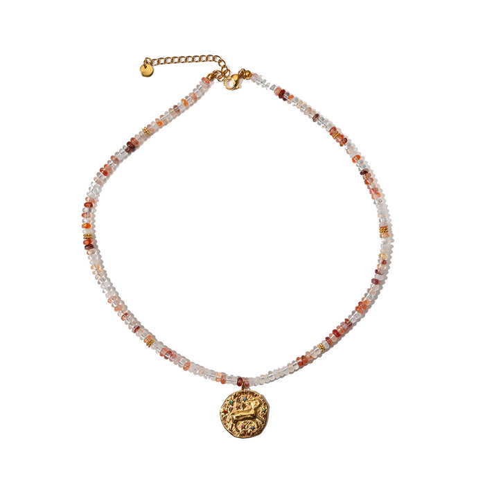 Wholesale Original Jewelry Design Colorful Natural Stone Necklace Stainless Steel Twelve Constellation Necklace Personalized Matching