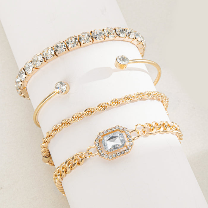 Wholesale New jewelry exaggerated diamond studded irregular bracelet fashionable and versatile alloy bracelet set