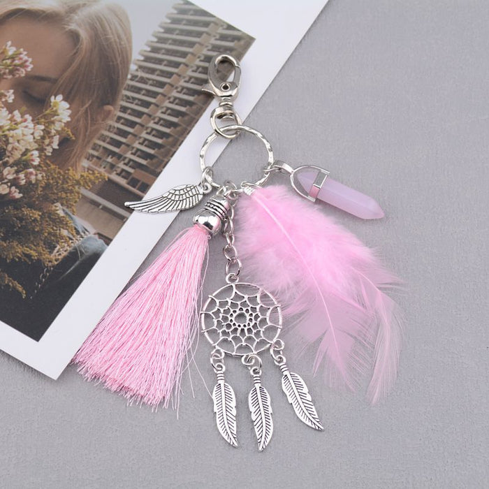 Wholesale Bohemian Dreamcatcher Keychain Pendant Alloy Car Key Accessory MOQ≥5