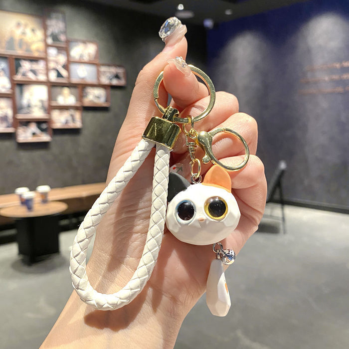 Wholesale Cute Cat Keychain Cartoon Big Eye Keyring for Backpack Car Key Accessory Gift MOQ≥2
