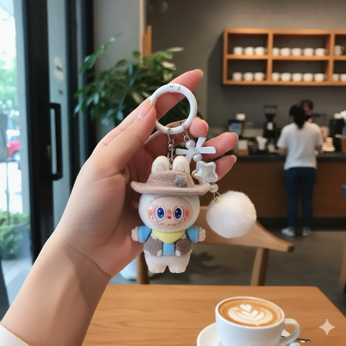 Wholesale Flocked Soft Rubber Doll Keychain