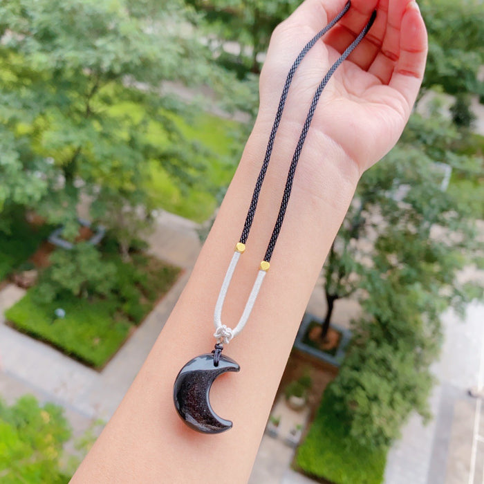 Wholesale Natural silver stone pendant necklace crescent