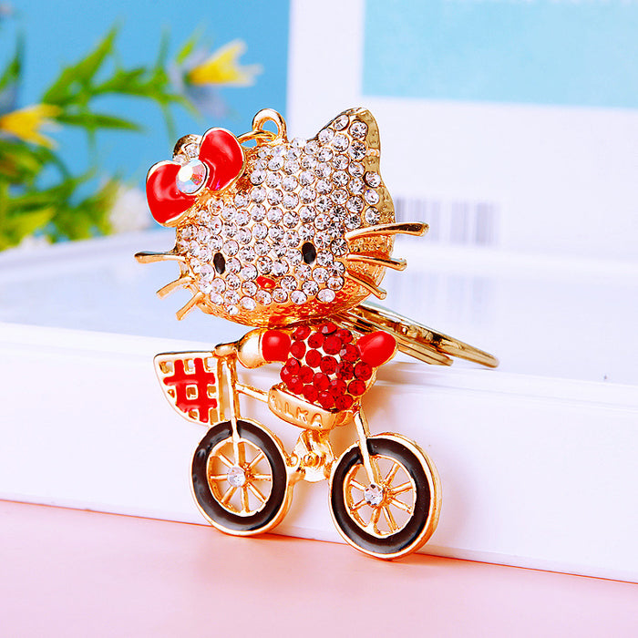 Wholesale Diamond studded bow, car keychain, metal pendant, keychain ring