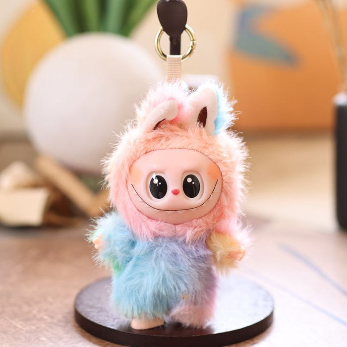 Wholesale Cute Vinyl Plush Toy Doll with Colorful Rabbit Bag Pendant Keychain Doll