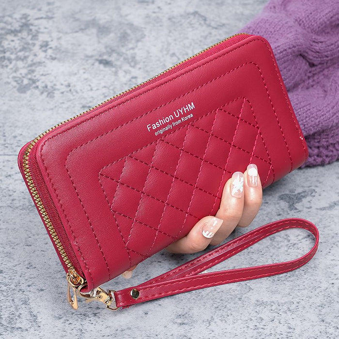 Wholesale Embroidery PU Leather Long Zipper Wallet Women' s Retro Clutch Fashion Accessory Gift Daily Use