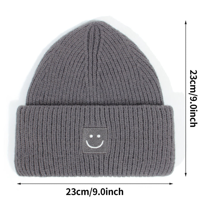 Wholesale Smiley Face Embroidery Acrylic Wool Knitted Hat JDC-FH-XiaMi011